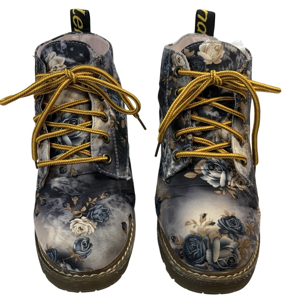 Blowfish Malibu Floral Combat Boots EU37US6.5 Lug Sole Grunge Cottagecore Spring